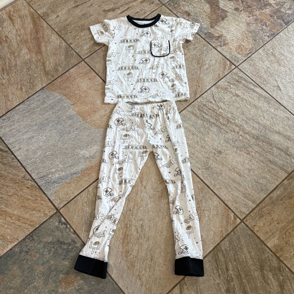 Nola Tawk White Gold Black short sleeve pajama set 6 GUC 100% organic cotton